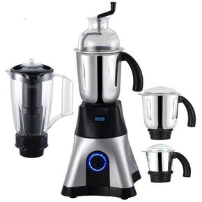 BOSS Cyclone 4-Jar Perfect Mixer Grinder Kitchen Grinding Genius 750 Watt Powerful Motor, 3 Variable Speed with Incher, 110V, Silver