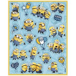 Multicolor Minions 2 Sticker Sheets (4 Count) - Eye-Catching, Fun & Collectible - Perfect for Kids Parties, DIY Projects & More