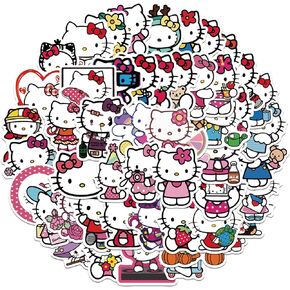 مجموعة ملصقات تشارمينغ كيتي - 50 قطعة، شارات فينيل مقاومة للماء للهواتف وزجاجات المياه والجيتار - تصميمات قطط لطيفة للأطفال والمراهقين والبالغين in Kuwait