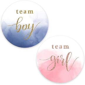 120Pcs Watercolor Gender Show Stickers Boy or Girl Stickers for Gender Post Team Pink Team Blue Sticker Baby Shower Games Labels Sticker Small