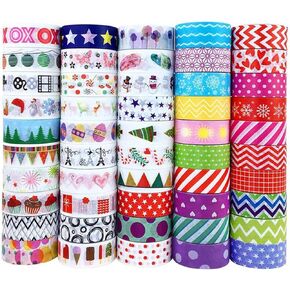 50Pcs Rolls Washi Tape Set,Wide Colored Masking Tape for Kids and Adults,Color Washi Tape for DIY Craft,Gift Wrapping(Mixed Style)
