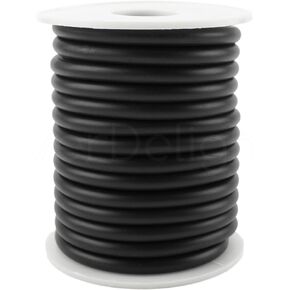 CleverDelights Black Solid Rubber Cord - 30 Feet - 5mm (3/16") Round - Crafts Beading Jewelry