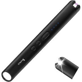 SUPRUS Candle Lighter with LED Torch Arc Windproof Flameless Lighter USB Rechargeable Lighter with LED Battery Display for Candle, Fireworks, BBQ, Kitchen, Grill (Black) in Kuwait