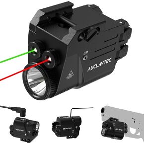 Pistol Light Laser Combo, Rechargeable 500 Lumens Weapon Light Tactical Flashlights Compact Blue Green Dual Laser Beam for Handgun fit Picatinny Rail and Glock