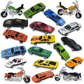 ArtCreativity Diecast Car and Motorcycle Toys, Set of 25, Cool Motorbike and Car Toys for Kids in Window Box, Fun Pretend Play Toys for Boys and Girls, Idea, Car Party Favors