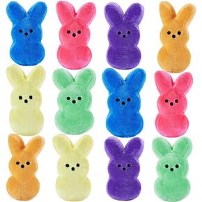 BIGSHEEP 2024 New 6 inch Easter Bunny Plush Toys Decorations Cute Animal Bunny Stuffed Doll Easter Basket Stuffers Gift for Kids (12pcs)
