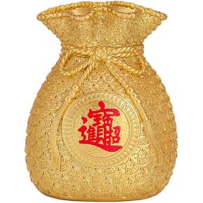 NUOBESTY Piggy Bank Feng Shui Money Bag Shaped Coin Bank Fortune Home Decor Wealth Money Bank Saving Coin Box Chinese Lucky Decorations for Wealth and Luck