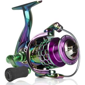 HPLIFE Fishing Reels, 7+1 BB Multicolor Saltwater Spinning Reel with Colorful Graphite Reversible Handle and Frame 5.2:1 Gear Ratio Ultra Smooth for Summer/ICE Fishing