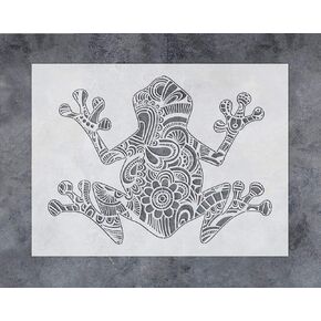 GSS Designs Frog Wall Decor Stencil - Mandala Frog Stencil (12x16 Inch) for Painting & Craft - Wall Furniture Window Fabric Wood Stencils -Reusable Template for Wall Decals(SL-029)
