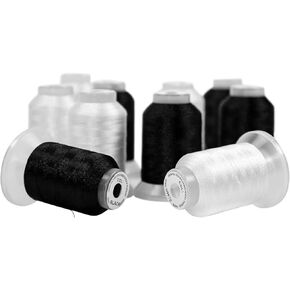 10 Black Poly Machine Embroidery Threads Compatible with Brother, Baby Lock, Janome, Pfaff, Singer, Bernina and Other Home Machines