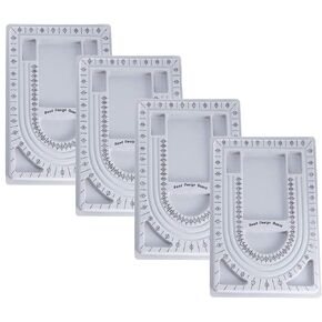 MIAO YUAN 4PCS DIY Hand String Necklace Design Plate Beaded Measuring Tray Jewelry Making Tray Size Measuring Panel Flocking Jewelry Finishing Tray