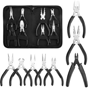YEUIKERR 8 Pcs Professional Jewelry Making Tools Kit, Micro Jewelry Pliers Tools Set, Jewelry Pliers Set for DIY Crafting
