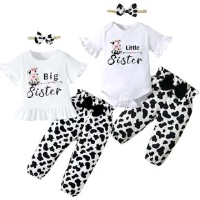 BIRTHDAY SHARK Big Sister Little Sister Matching Outfits Sisters Matching Outfits for Girls Cow Clothes
