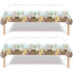 2pcs Pooh Bear Tablecloth Disposable Tablecover Birthday Party Supplies and Decorations for Kid Boy Baby Shower Rectangle Tables 70"X42",2 Pack