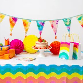Talking Tables Rainbow Paper Table Cover for Kid's Party Supplies, Pride, 60s Themed Party | Disposable Tablecloth, Eco-Friendly, Recyclable Tableware | Rectangular 70" x 47"