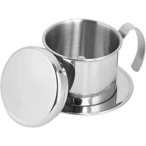 Stainless Steel Coffee Cup, Mini Coffee Maker Pot Portable Coffee Percolator Hand Held Coffee Drip Brewer Vietnamese Coffee Drip Filter Coffee Mugs Fit for Office Home Restaurant Travel and Camping