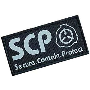 1Pc Black SCP Foundation Special Containment Procedures Foundation Logo Military Hook Loop Tactics Morale Luminous Patch Tactical Bag Accessories，Tactical and Personal Defense