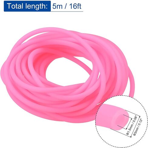MECCANIXITY المطاط الحبل أنبوب 16ft 1/8 "ضياء 1/16" ثقب ضوء ارتفع الأحمر أنابيب جوفاء DIY بها بنفسك الحرفية الديكور القلائد سوار in Kuwait