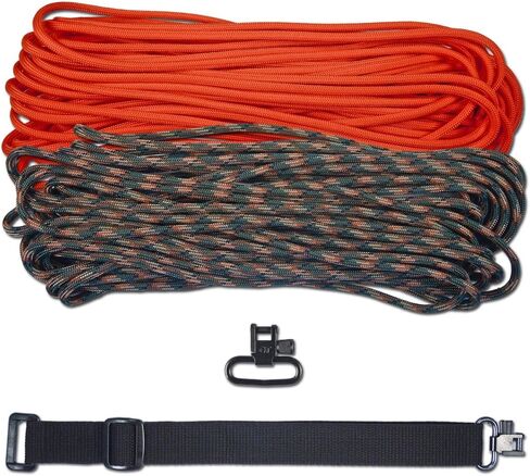 Paracord Planet DIY Adjustable Strap Multi-Purpose Sling | 550 LB Paracord and 1 Inch Webbing | Neon Orange and Woodland Camo with Black Webbing in Saudi Arabia