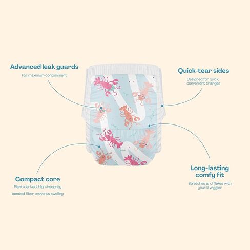 حفاضات السباحة الفاخرة من Hello Bello - مقاس صغير (16-28 رطلاً)، تصميمات لطيفة للغاية على شكل جراد البحر، عبوة ضخمة مكونة من 20 قطعة in Kuwait