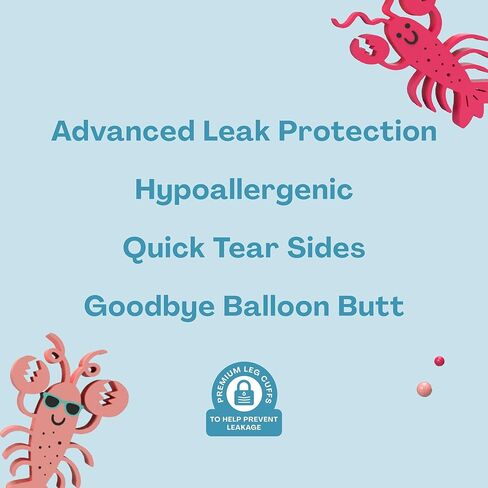 حفاضات السباحة الفاخرة من Hello Bello - مقاس صغير (16-28 رطلاً)، تصميمات لطيفة للغاية على شكل جراد البحر، عبوة ضخمة مكونة من 20 قطعة in Kuwait