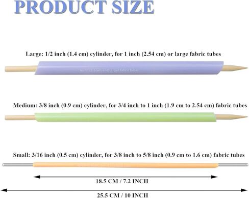 حلقة تيرنر أداة سريعة النسيج أنبوب تيرنر مجموعة أدوات خياطة 3 أحجام DIY بها بنفسك حزام الخصر أكياس ملابس الدمية ربطة القوس فيونكة in Kuwait
