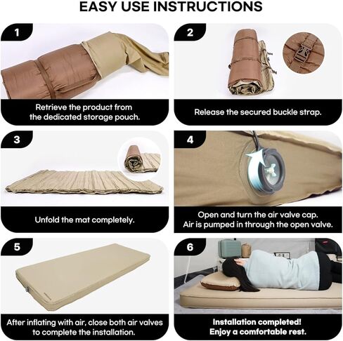 وسادة تخييم ذاتية النفخ بسمك 3.9 سم من IDOOGEN، وسادة نوم مع حزام إبزيم وحقيبة حمل - مثالية للتخييم وتخييم الشاحنات والمغامرات الخارجية والنزهات والاستخدام المكتبي - 78.7 × 29.9 × 3.9 in Kuwait