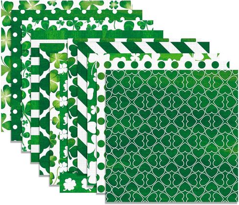 24 ورقة عيد القديس باتريك ورقة شامروك البرسيم نمط الحرفية الأيرلندية الخضراء التفاف سجل القصاصات ورقة مطوية مسطحة لصنع بطاقة DIY ألبوم صور القصاصات 24 تصميمًا 11.8 × 11.8 بوصة in Kuwait