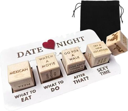 MIAO PAW Wooden Date Night Dice, Romantic What to Do Date Night Couples Games with Pouch Storage, Novelty Action Decision Dice Games Date Night Ideas for Couples, Valentine's Day, Birthday in Kuwait
