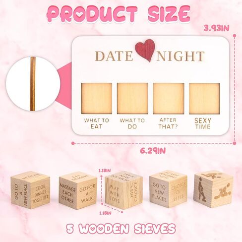 MIAO PAW Wooden Date Night Dice, Romantic What to Do Date Night Couples Games with Pouch Storage, Novelty Action Decision Dice Games Date Night Ideas for Couples, Valentine's Day, Birthday in Kuwait