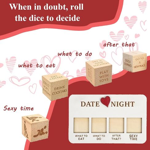 MIAO PAW Wooden Date Night Dice, Romantic What to Do Date Night Couples Games with Pouch Storage, Novelty Action Decision Dice Games Date Night Ideas for Couples, Valentine's Day, Birthday in Kuwait