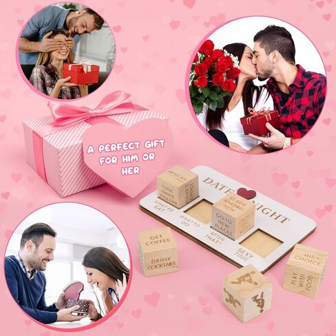 MIAO PAW Wooden Date Night Dice, Romantic What to Do Date Night Couples Games with Pouch Storage, Novelty Action Decision Dice Games Date Night Ideas for Couples, Valentine's Day, Birthday in Kuwait