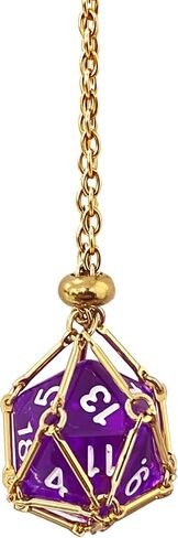 DND D20 Dice Necklace - Interchangeable Stainless Steel Cage for d&d Dice, Dice Pendant DND Gift for Dungeon Master, D&D Player and RPG Gamer in Kuwait