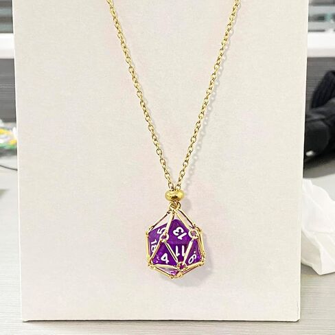 DND D20 Dice Necklace - Interchangeable Stainless Steel Cage for d&d Dice, Dice Pendant DND Gift for Dungeon Master, D&D Player and RPG Gamer in Kuwait