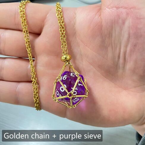 DND D20 Dice Necklace - Interchangeable Stainless Steel Cage for d&d Dice, Dice Pendant DND Gift for Dungeon Master, D&D Player and RPG Gamer in Kuwait