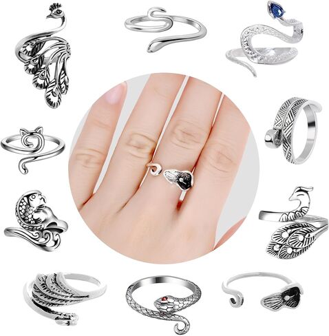 10Pcs Crochet Rings Adjustable Knitting Loop Crochet Rings Adjustable Yarn Guide Knitting Crochet Rings Snake Cat Shaped Knitting Loop Crochet Rings for Finger Crochet Rings Accessories for Knitting in Saudi Arabia