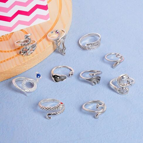 10Pcs Crochet Rings Adjustable Knitting Loop Crochet Rings Adjustable Yarn Guide Knitting Crochet Rings Snake Cat Shaped Knitting Loop Crochet Rings for Finger Crochet Rings Accessories for Knitting in Saudi Arabia