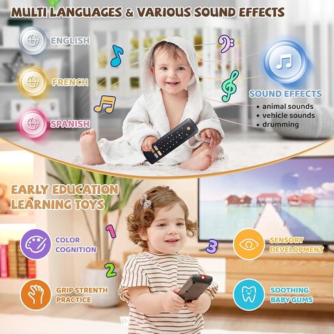 Baby TV Remote Toy - Baby Early Learning Toys, Baby Musical Toys, Toddler Toys with Realistic Play, Lights, and Sounds - Boys Girls Toys Gift for 1 2 Year Old in Kuwait