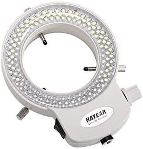 HAYEAR 144 LED مصباح حلقي مصدر إضاءة لكاميرا مجهر ستيريو الصناعة مع محول الطاقة HY-144B (أبيض) in Kuwait