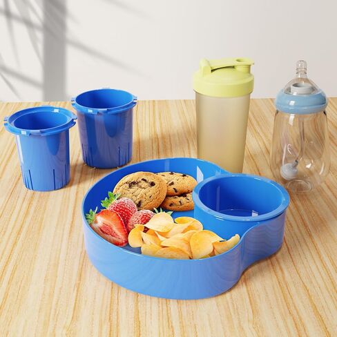 OMYPOTT Travel Tray for Kids: Kids Car Seat Tray with Cup Holder, Toddlers Road Trip Essential, Travel Snacks Food Plate for Stroller, Boosters, and Anywhere with a Cup Holder -Blue in Saudi Arabia