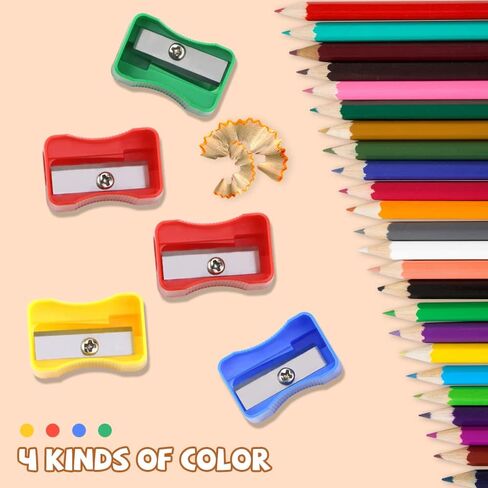 مبراة أقلام رصاص ملونة 100 قطعة من Heatoe، مبراة أقلام رصاص بلاستيكية بفتحة واحدة مع غطاء، مبراة يدوية صغيرة للأطفال في المنزل والمدرسة in Kuwait