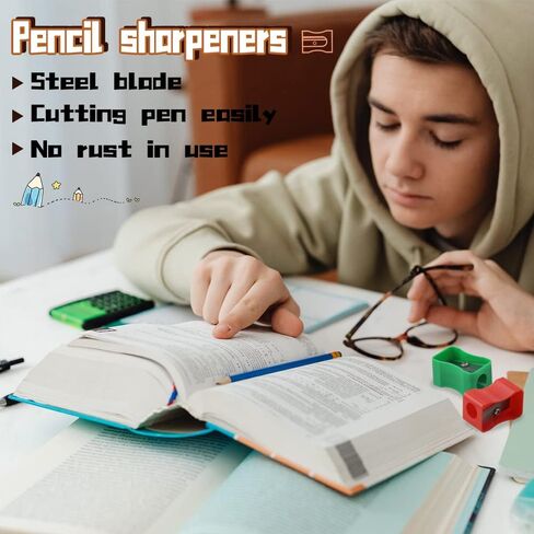 مبراة أقلام رصاص ملونة 100 قطعة من Heatoe، مبراة أقلام رصاص بلاستيكية بفتحة واحدة مع غطاء، مبراة يدوية صغيرة للأطفال في المنزل والمدرسة in Kuwait