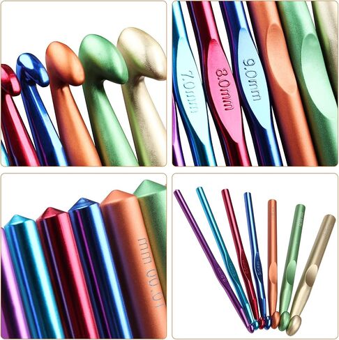 Aeelike Large Crochet Hooks 26pcs Huge Metal Crochet Hook Set - Aluminum Crochet Needle for Thick Bulky Yarn Blankets - Beginners Big Crochet Set Size 6.5mm 7mm 8mm 9mm 10mm 12mm 15mm in Saudi Arabia