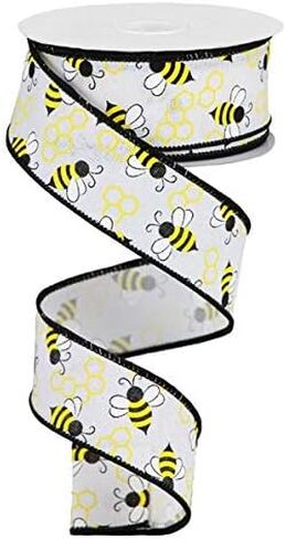 Craig Bachman Mini Bumblebees on Canvas Wired Ribbon, 10 Yards (Light Beige, 1.5 Inch) in Saudi Arabia