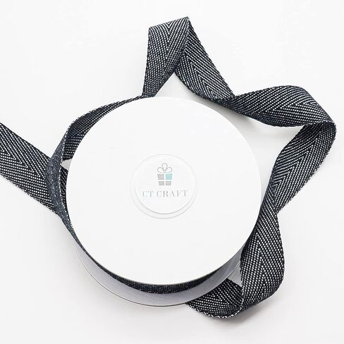 شريط قطني من CT CRAFT LLC لديكور المنزل، وتغليف الهدايا، والحرف اليدوية، 7/8 بوصة (22 ملم) × 10 ياردة × 1 لفة - أسود in Kuwait