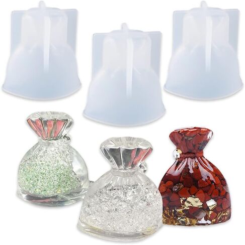 Playing Mold Crafts Molds for Epoxy Resin, 3Pcs 3D Mini Lucky Bag Silicone Epoxy Molds for DIY Resin Casting Desktop Home Decoration Craft Ornaments Lucky Charms Keychain Jewelry Car Pendant Making in Kuwait