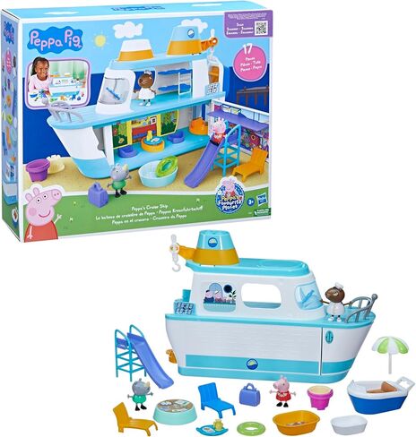 Peppa Pig Cruise Ship, Multilevel Playset with 17 Pieces, Preschool Toys for 3 Year Old Girls and Boys and Up in Saudi Arabia