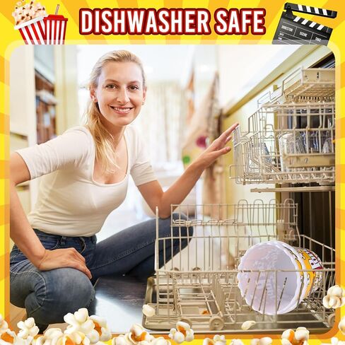 Roshtia 6 Pieces Plastic Popcorn Containers Reusable 75 oz Popcorn Bowl with Popcorn Scoop Retro Style Popcorn Boxes Red Popcorn Plastic Scoop Set for Movie Theater Night (Classic) in Saudi Arabia