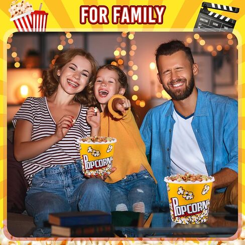 Roshtia 6 Pieces Plastic Popcorn Containers Reusable 75 oz Popcorn Bowl with Popcorn Scoop Retro Style Popcorn Boxes Red Popcorn Plastic Scoop Set for Movie Theater Night (Classic) in Saudi Arabia