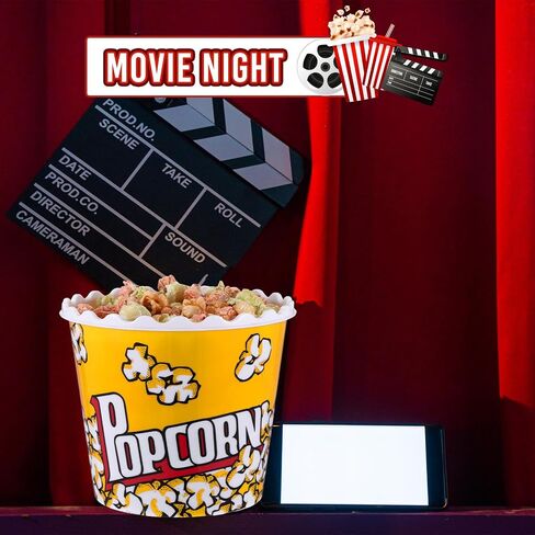 Roshtia 6 Pieces Plastic Popcorn Containers Reusable 75 oz Popcorn Bowl with Popcorn Scoop Retro Style Popcorn Boxes Red Popcorn Plastic Scoop Set for Movie Theater Night (Classic) in Saudi Arabia